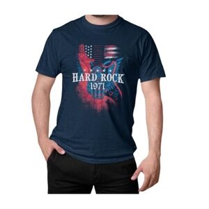 Hard Rock American Eagle Guitar Tee Navy Men's‎ M